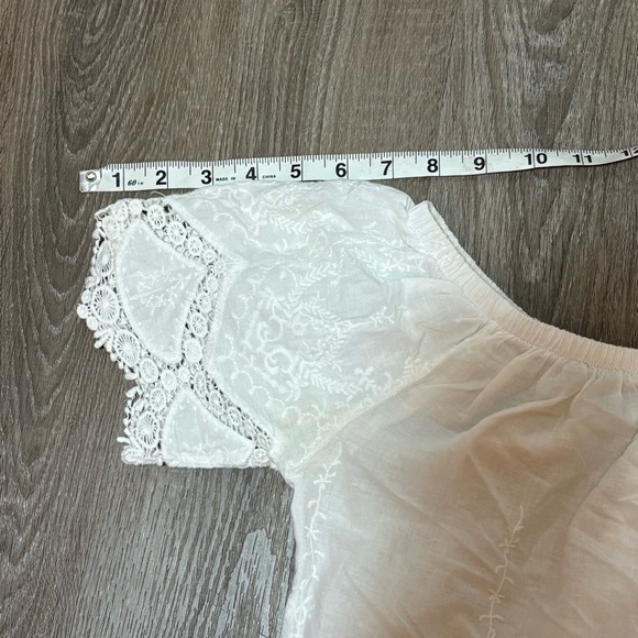 Full Tilt Cottagecore White Cotton Lace Embroidered Cropped Top Size Small - Picture 6 of 10